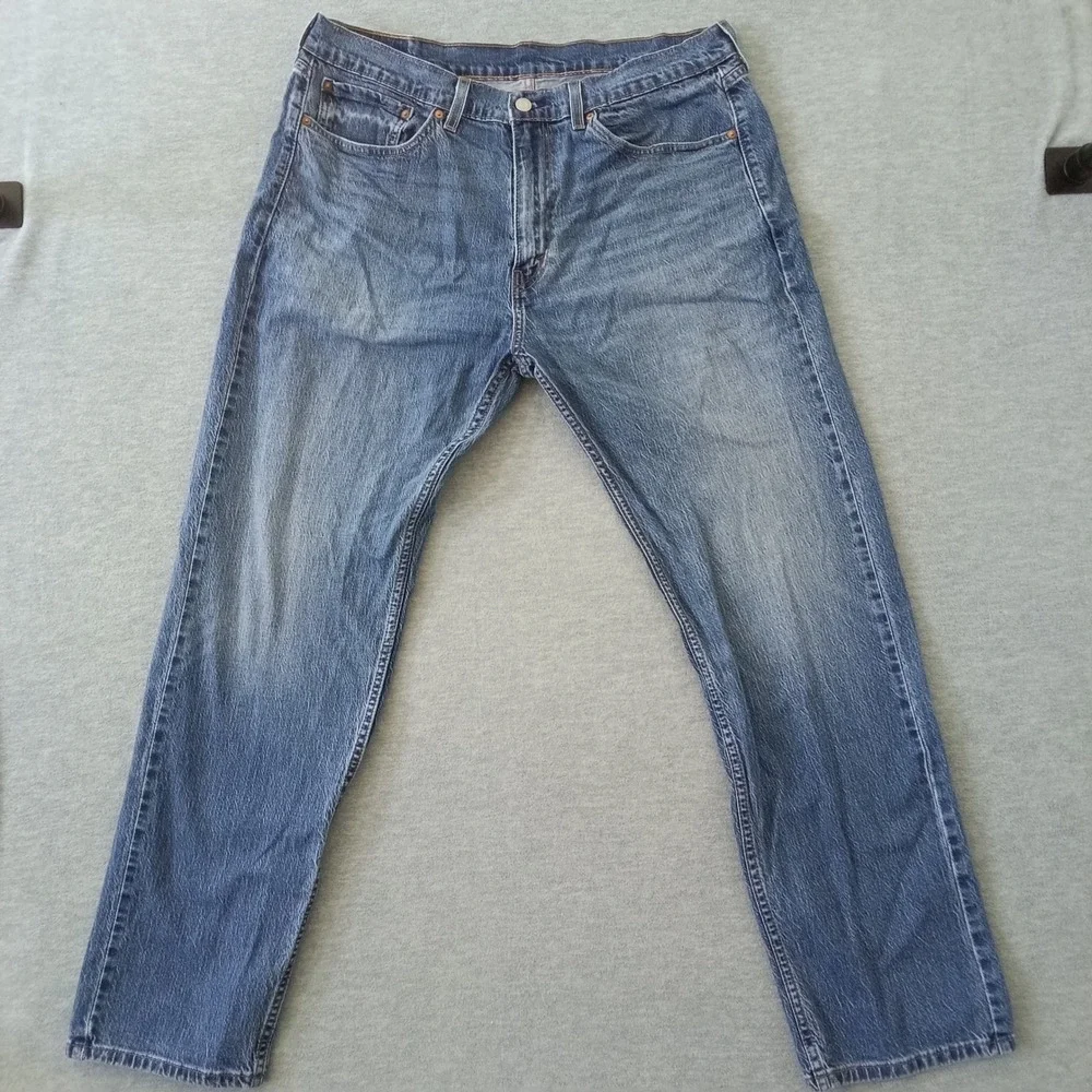 Levis 505 Regular Fit Mens Medium Wash Straight Leg Stretch Jeans W36 L32 Blue